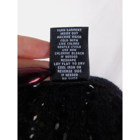 New Directions Black Crochet Fringe Duster Vest Boho Witch S - Picture 12 of 12